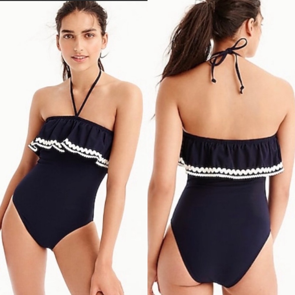 J crew Ruffle underwire swimsuitwith rickr…